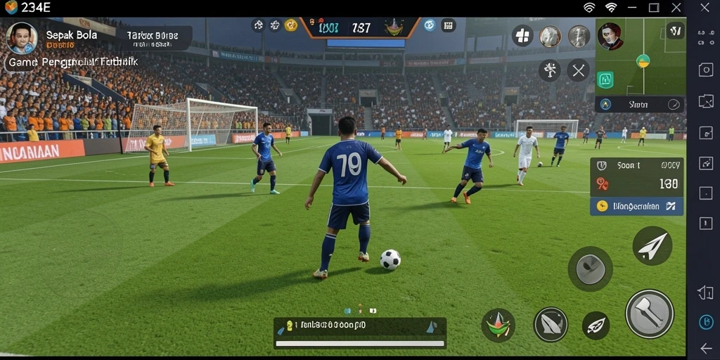 Gameplay intens dari 234E, menampilkan aksi sepak bola yang mendebarkan.