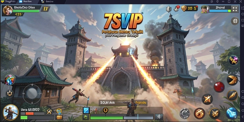 Tampilan aksi menara dalam permainan Tower Defense yang mendebarkan.