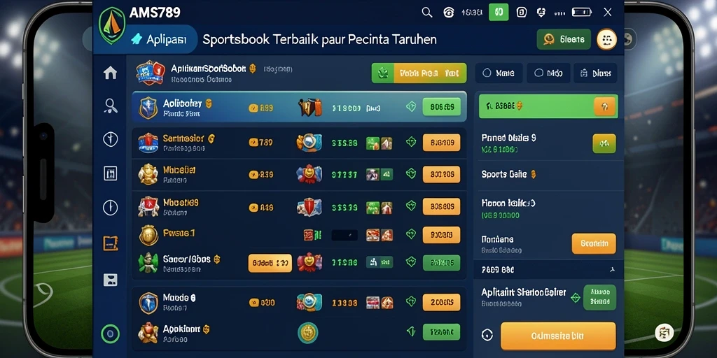 Screenshot AMS789 menampilkan fitur taruhan Sportsbook yang menarik.