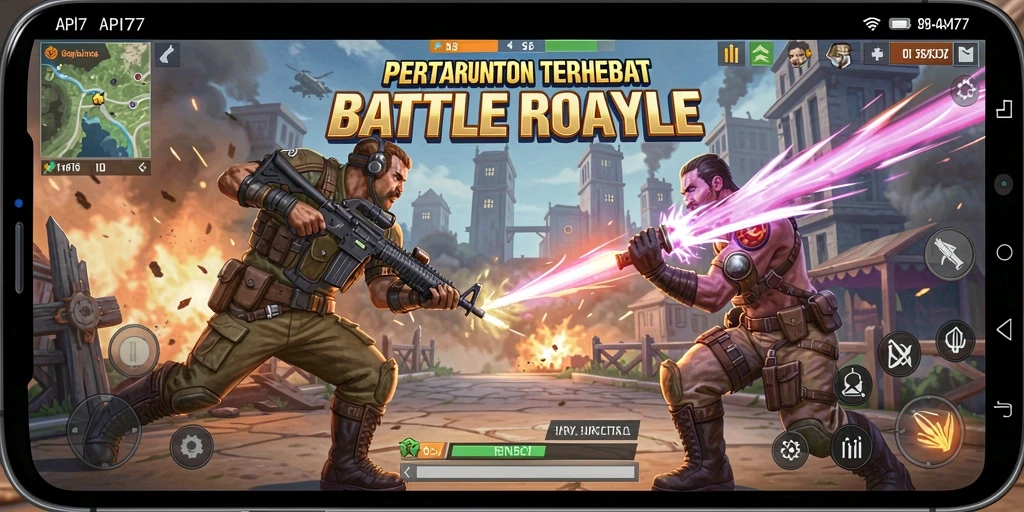 Gameplay menegangkan dan seru dalam API77 Battle Royale.