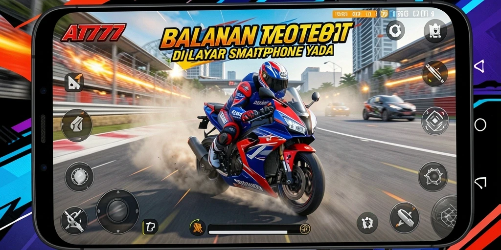 Gameplay mendebarkan dengan motor balap yang cepat.