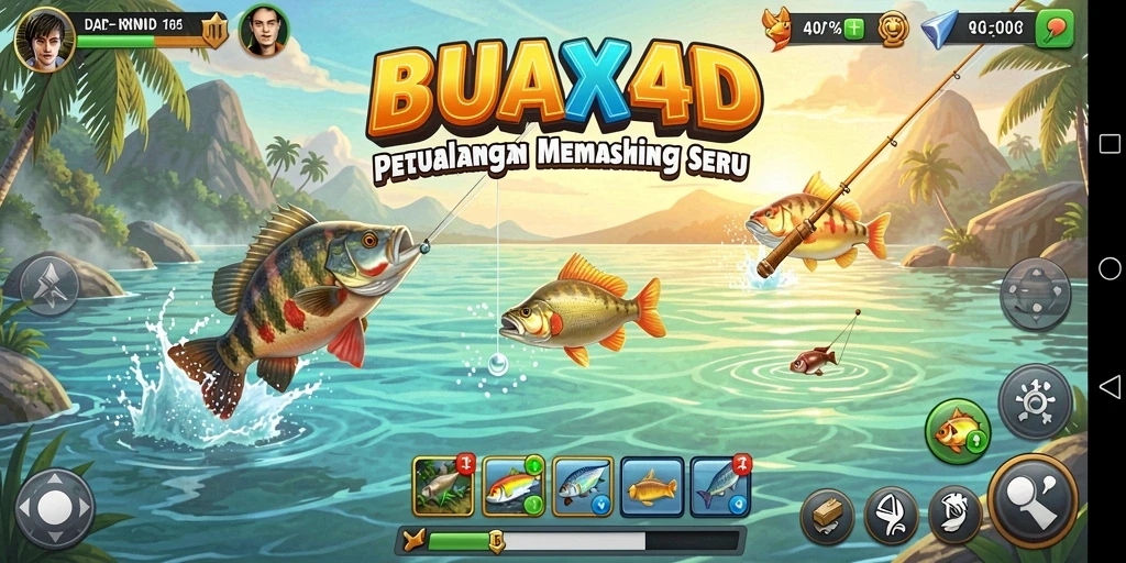 Tangkapan ikan menakjubkan dalam gameplay BUAH4D.
