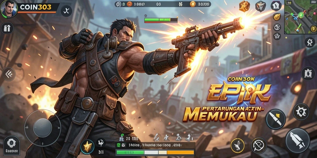 Tampilan permainan <strong>COIN303</strong> saat bertarung dengan grafis yang menakjubkan.