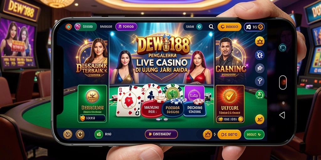 Tampilan gameplay langsung DEWI188 dengan dealer professional dan suasana kasino nyata.