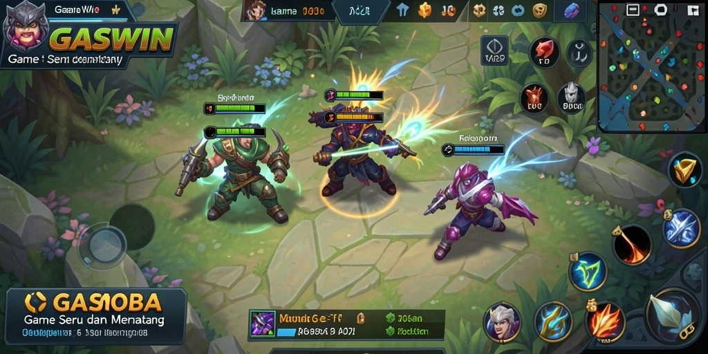 Gameplay seru dan intens dalam GASWIN MOBA.