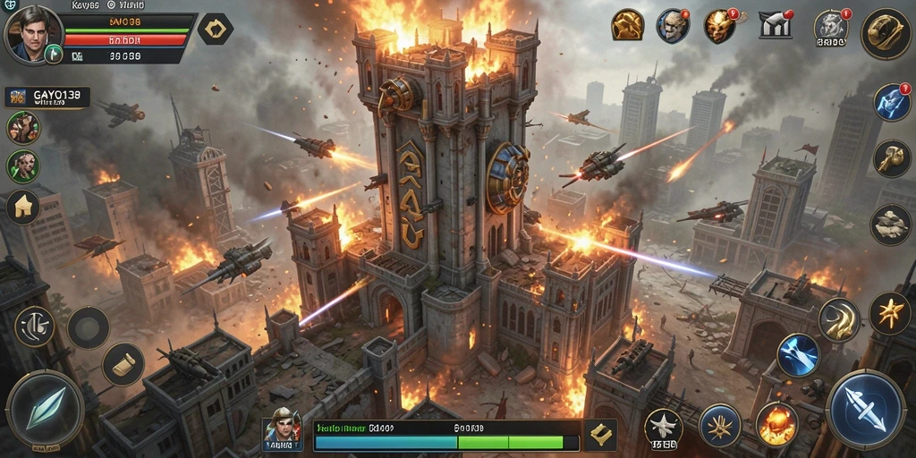 Screenshot GAYO138 menunjukkan pertahanan menara yang kuat dalam pertempuran.