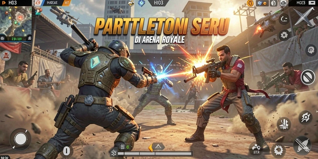 Tangkapan layar H03 menampilkan aksi seru dalam pertempuran Battle Royale.