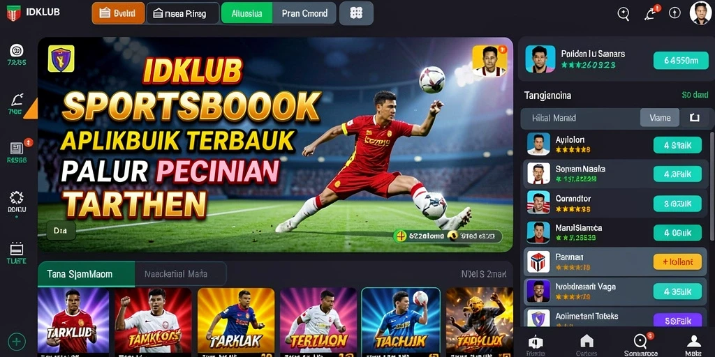 Tampilan utama IDKLUB dengan berbagai opsi taruhan olahraga.