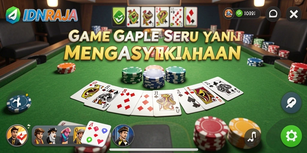 Tampilan gameplay seru dari IDNRAJA yang menampilkan suasana Gaple.