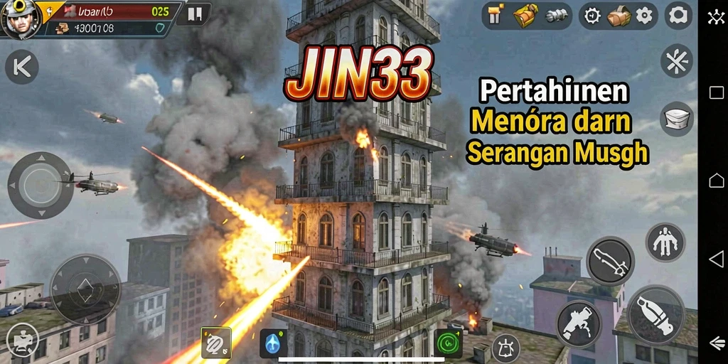 Tampilan menawan dari gameplay menara dalam JIN33 yang mendebarkan.