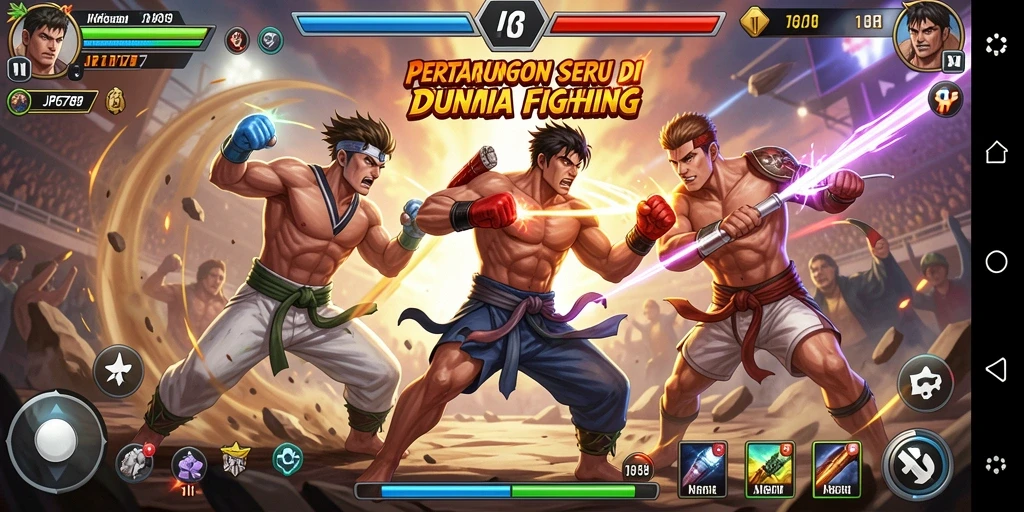 Tampilan gameplay seru dari JP6789 dengan karakter bertarung.