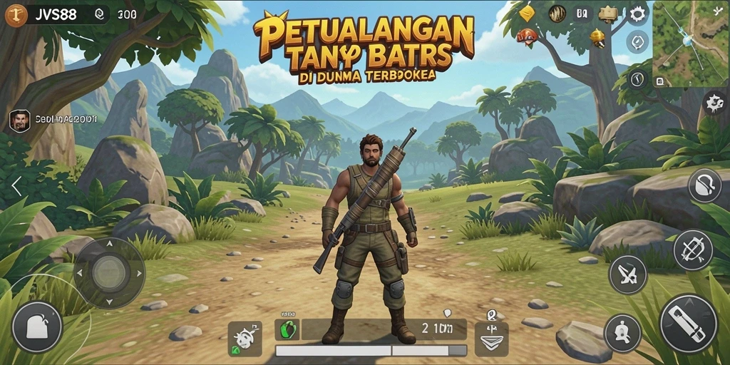 Tampilan gameplay JVS88 dalam dunia terbuka yang luas.