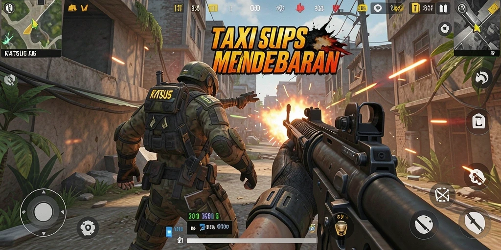 Tangkapan layar KATSU5 menampilkan aksi pertempuran yang mendebarkan.