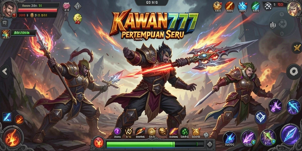Tampilan gameplay KAWAN777 dengan aksi pertarungan yang mendebarkan.