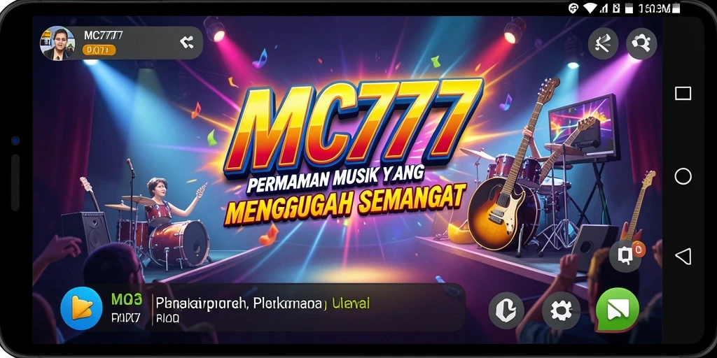 Tangkapan layar utama MC777 menampilkan gameplay interaktif musik yang seru.