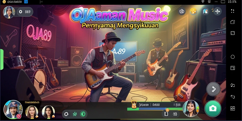 Tampilan gameplay OJA89 dengan berbagai genre musik yang menarik.