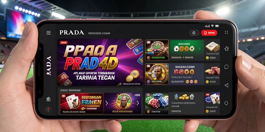 Tampilan dan fitur utama dari aplikasi PRADA4D untuk taruhan olahraga.