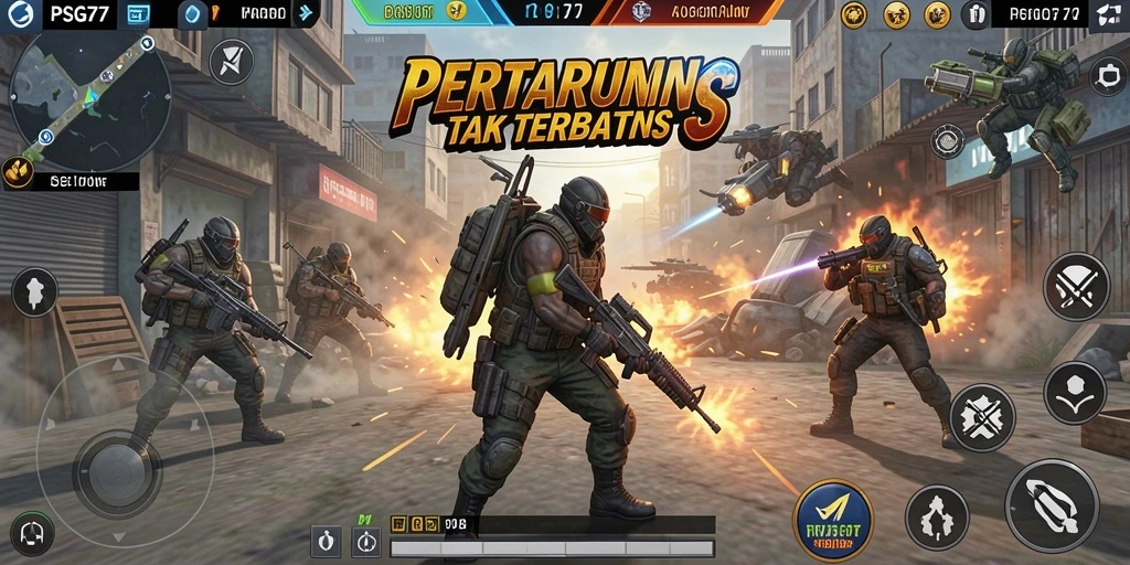 Tampilan screenshot PSG77 menampilkan pertarungan seru antara karakter yang berbeda.