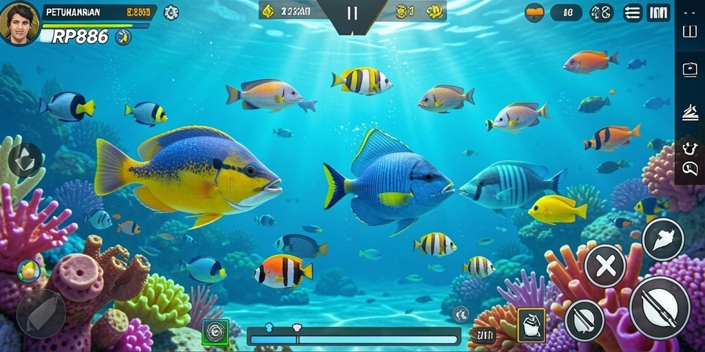 Tangkapan layar game RP886 dengan aksi menembak ikan yang seru.