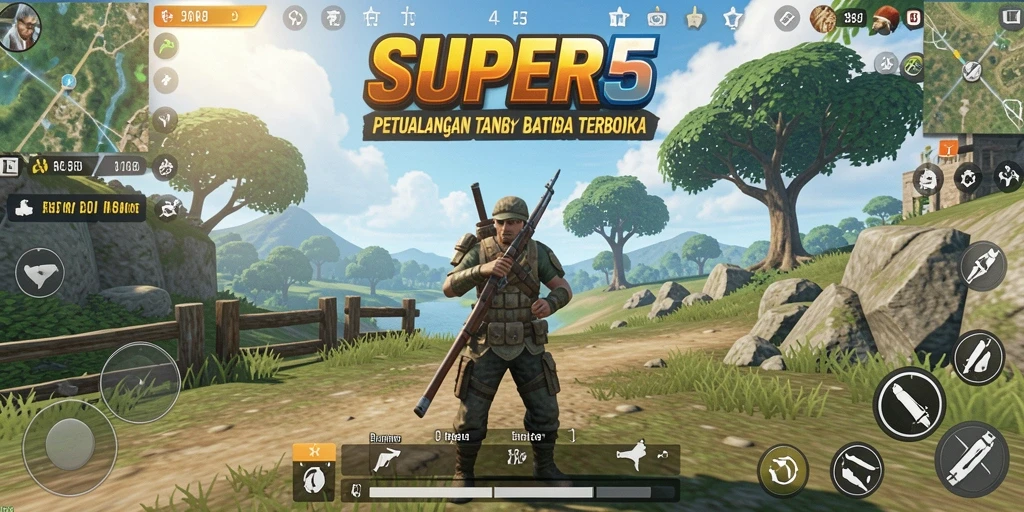 Tampilan gameplay SUPER5 yang mendebarkan dalam dunia terbuka.