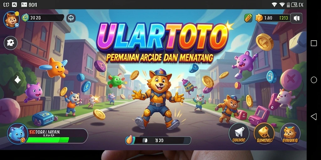 Tampilan gameplay ULARTOTO yang penuh warna dan seru.