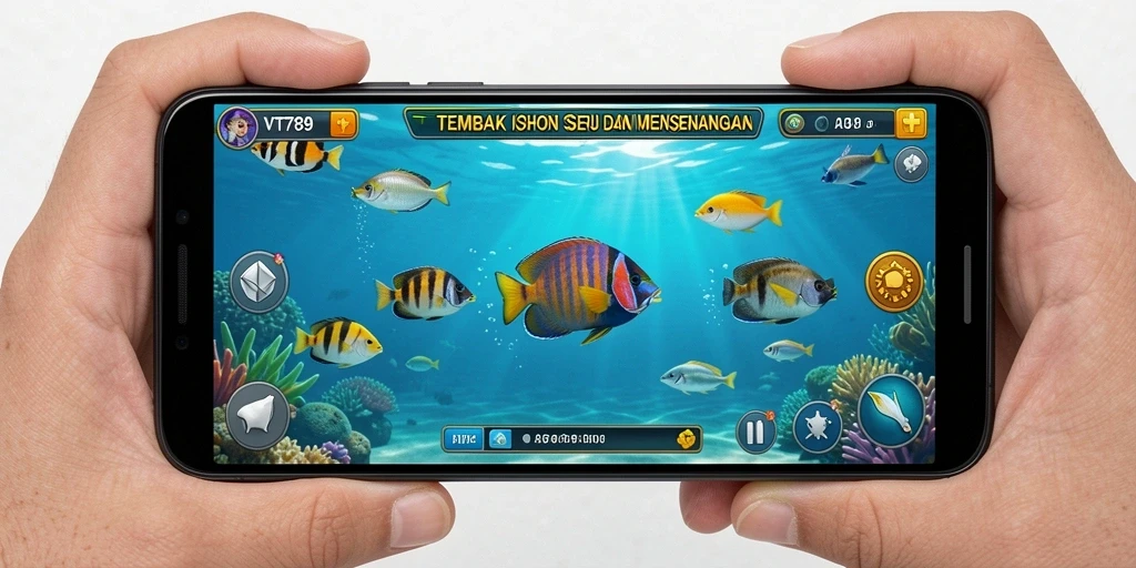 Tampilan aksi seru dalam gameplay Tembak Ikan VT789.